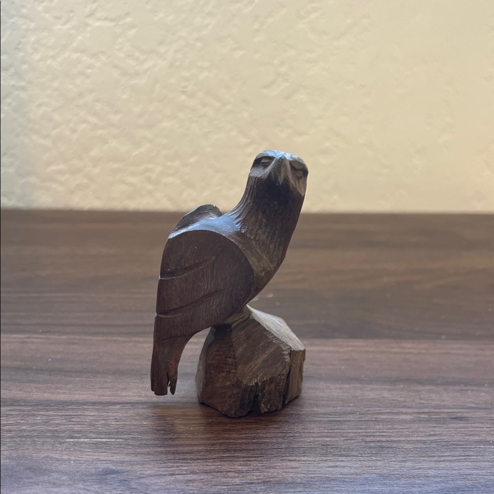 Hand-Carved Wooden Hawk Figurine
